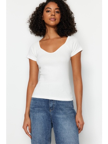 trendyol μπλούζα - λευκή - slim fit σε προσφορά