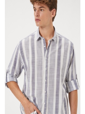koton men`s navy blue striped shirt σε προσφορά