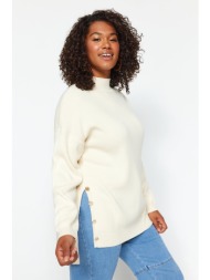 trendyol curve cream button λεπτομερής ζιβάγκο πλεκτά πουλόβερ
