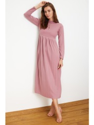 trendyol pale pink skirt pleated scuba knitted dress