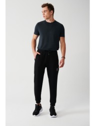 avva men`s black black lace-up waist elasticized cotton breathable standard fit regular cut jogger t