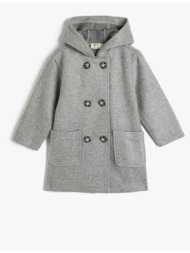 koton hooded coat button closing pocket detailed