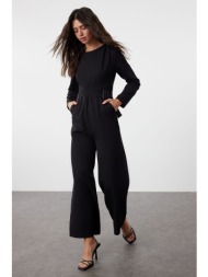 trendyol black accessory detailed double breasted cut woven jumpsuit