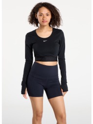 nike pro women`s dri-fit cropped long-sleeve top black/ anthracite/ white l
