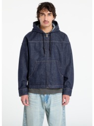 μπουφάν calvin klein jeans denim zip front hood jacket blue l