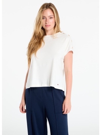 μπλουζάκι tommy hilfiger gold button ss tee white l σε προσφορά