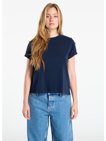 μπλουζάκι tommy hilfiger gold button ss tee navy l σε προσφορά