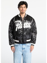 μπουφάν patta script logo satin varsity jacket unisex black xxl