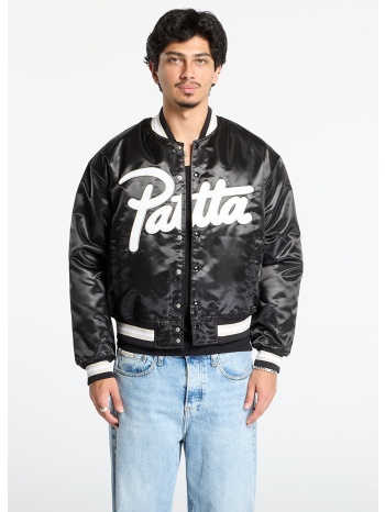 μπουφάν patta script logo satin varsity jacket unisex black σε προσφορά