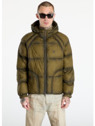 μπουφάν represent translucent hooded puffer dark olive xxl
