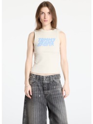 tommy jeans slim bubble tank top beige m