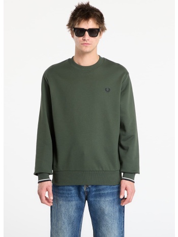 φούτερ fred perry crew neck sweatshirt court green/ snow σε προσφορά