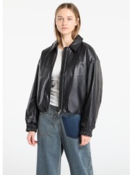 μπουφάν calvin klein jeans faux leather insulated jacket black m