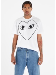 t-shirt comme des garçons play heart logo short sleeve tee unisex white s