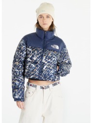 the north face nuptse short jacket dusty periwinkle water distortion small print/ summit navy