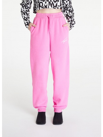 tommy jeans signature fleece sweatpants pink σε προσφορά