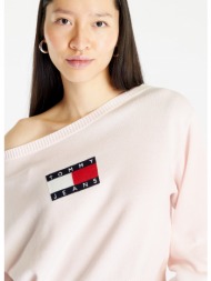 tommy jeans lw center flag s pullover faint pink