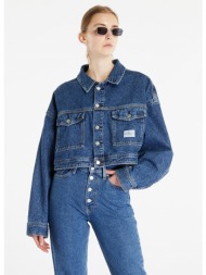 calvin klein jeans boxy cropped denim jacket blue