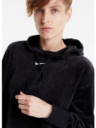 nike sportswear women`s velour cropped pullover hoodie black/ sail