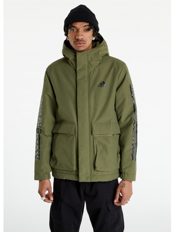 adidas performance utilitas 3-stripes hooded jacket green σε προσφορά