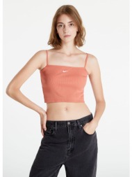 nike nsw essential ribbed crop top madder root/ white