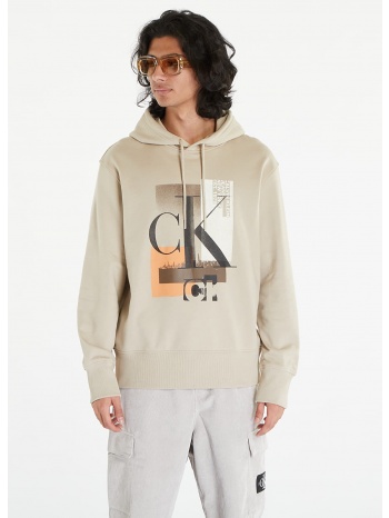 calvin klein jeans connected layer land hoodie beige σε προσφορά
