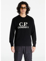 c.p. company lambswool jacquard goggle knit black