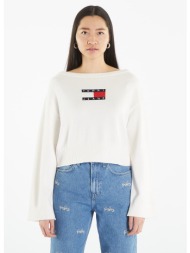 tommy jeans lw center flag s pullover white