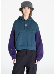 nike acg therma-fit women`s `tuff knit` fleece hoodie deep jungle/ purple ink/ summit white