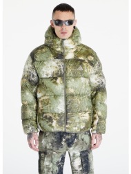nike acg `lunar lake` allover print puffer jacket unisex oil green/ medium olive/ reflective silv