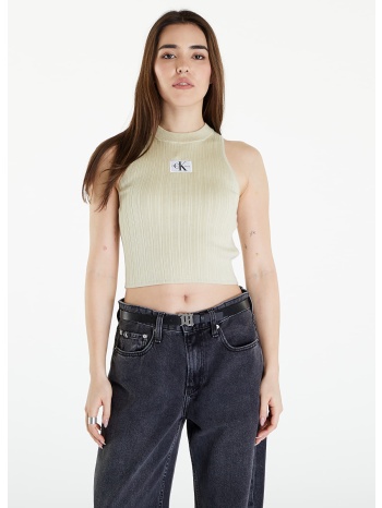 calvin klein jeans woven label sweatertank top green haze σε προσφορά