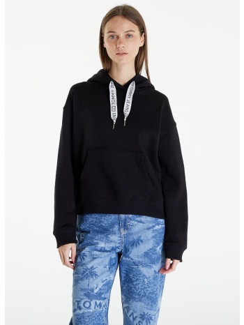 tommy jeans boxy logo drawcor hoodie black σε προσφορά