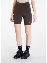 nike sportswear classics women`s high-waisted 8` biker shorts baroque brown/ sail