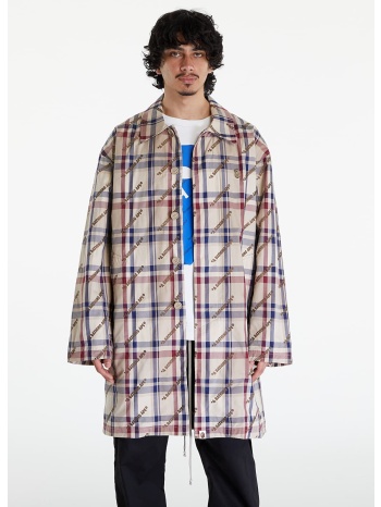 μπουφάν a bathing ape logo check pattern long coat beige m σε προσφορά