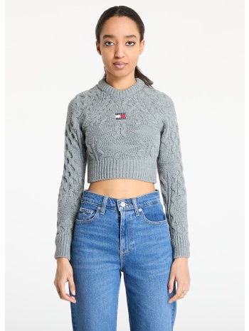 πουλόβερ tommy jeans badge star cable sweater gray xs σε προσφορά