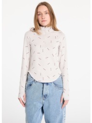 μπλουζάκι nike sportswear collection women`s logo half-zip long-sleeve top lt orewood brn/ red sepia