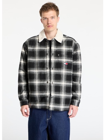 πουκάμισα tommy jeans check teddy mix overshirt black s σε προσφορά