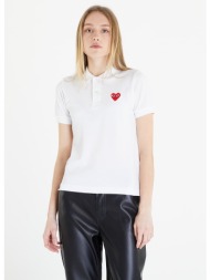 μπλουζάκι comme des garçons play heart logo polo short sleeve tee white s