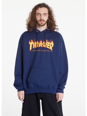 thrasher flame logo hoodie navy blue s