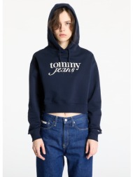 φούτερ tommy jeans relaxed cropped script hoodie blue m