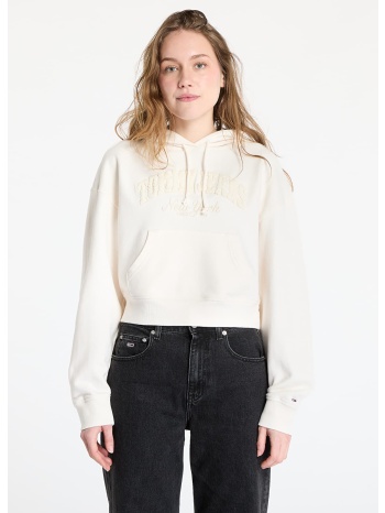 φούτερ tommy jeans boxy crop varsity hoodie white xs σε προσφορά