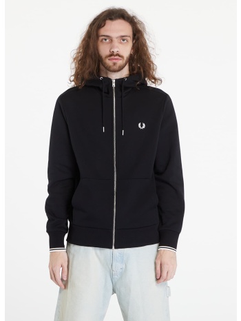 φούτερ fred perry hooded zip through sweatshirt black s