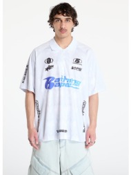 μπλουζάκι a bathing ape flame pattern overall print half zip relax fit polo shirt unisex white l