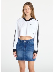 μπλουζάκι adidas adicolor football jacquard crop long-sleeve top white l