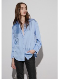 πουκάμισο με σατινέ υφή - γαλάζιο