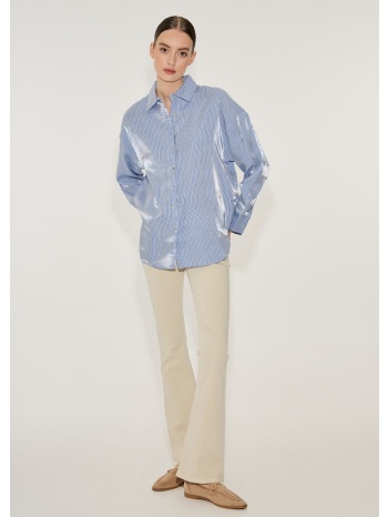 πουκάμισο ριγέ με γυαλιστερή όψη - γαλάζιο σε προσφορά