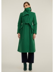 παλτό με κασμίρ και όρθιο γιακά - πράσινο