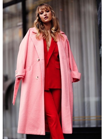 παλτό oversized με ζώνη - ροζ