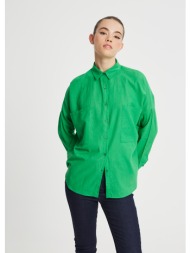 βαμβακερό πουκάμισο με διπλή τσέπη - πράσινο