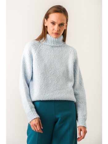 πουλόβερ με ψηλό γυριστό γιακά - παστέλ γαλάζιο